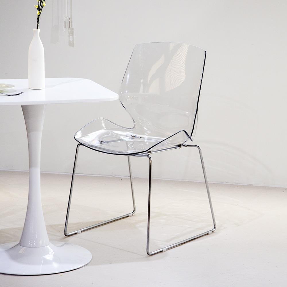 영가구[B급상품] 몰튼 미드센추리 인테리어 업소용 철제 투명 플라스틱 카페 의자