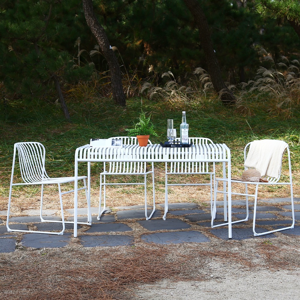 영가구바젤 코나 4인용 야외 철제 의자 식탁 테이블 세트
