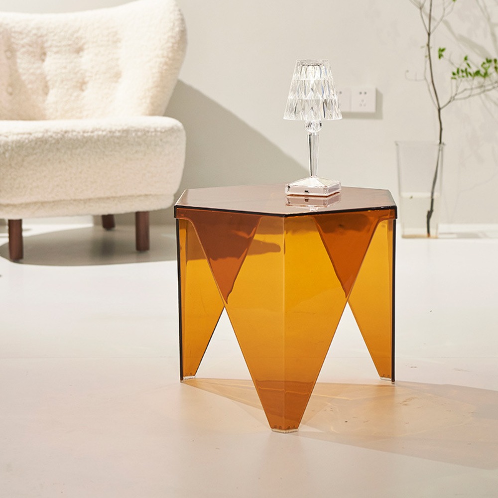 영가구[샘플상품] 헥사 투명 거실 보조 사이드 테이블