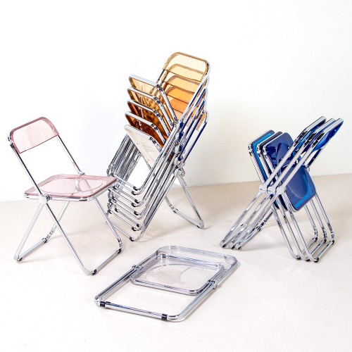 영가구[B급상품]베가 플리아 PET 체어 컬러 카페 투명 접이식 철제 디자인 의자
