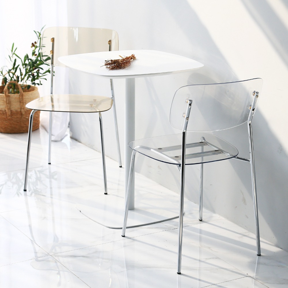 영가구[BOX 단위] 프랑 카페의자 철제 투명 디자인 의자