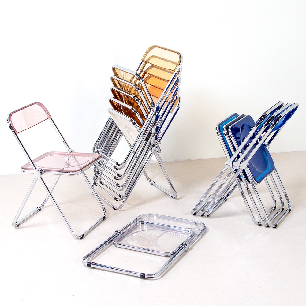 베가 플리아 PET 체어 컬러 카페 투명 접이식 철제 디자인 의자