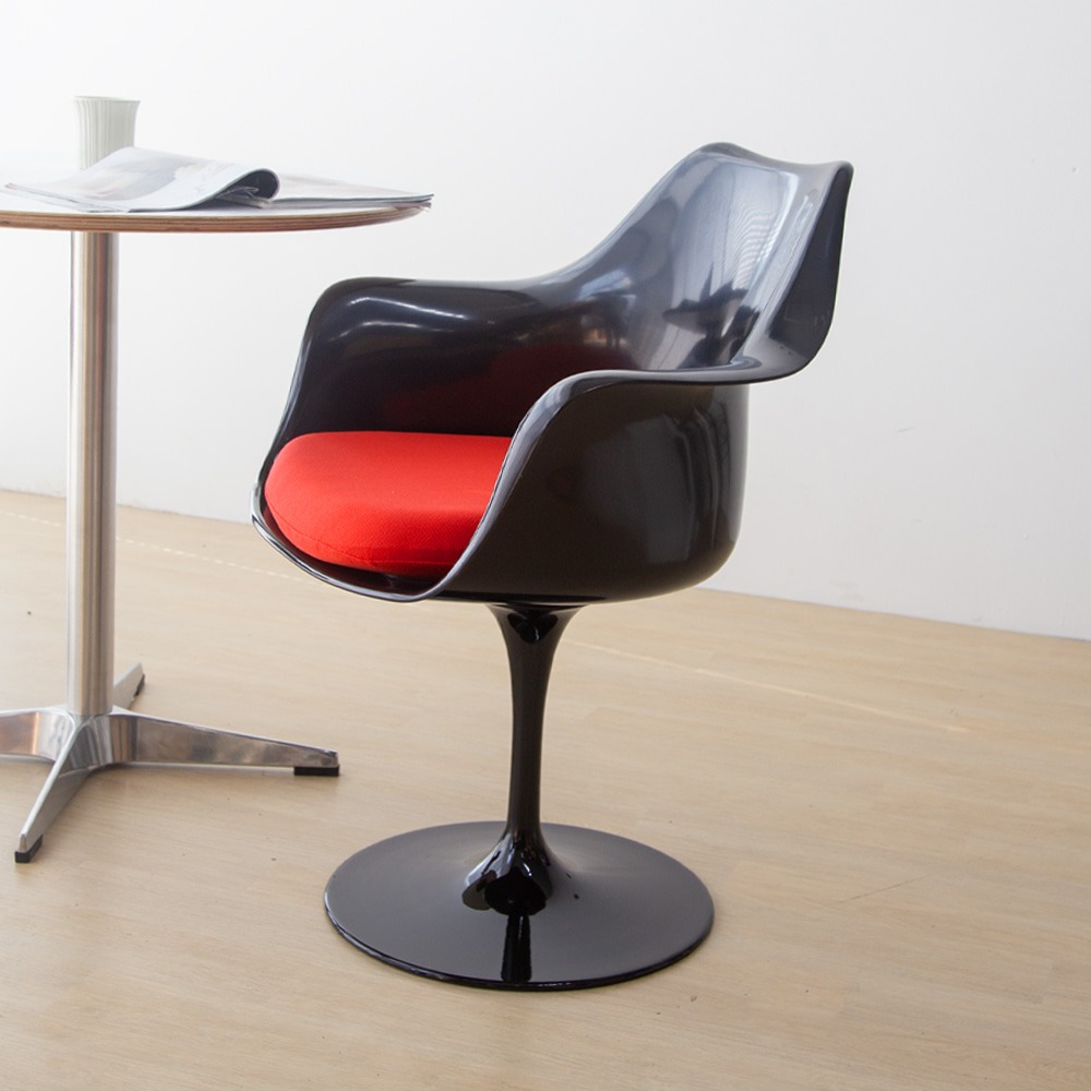 영가구안나 튤립 암체어 블랙 회전 패브릭 디자인 카페 의자